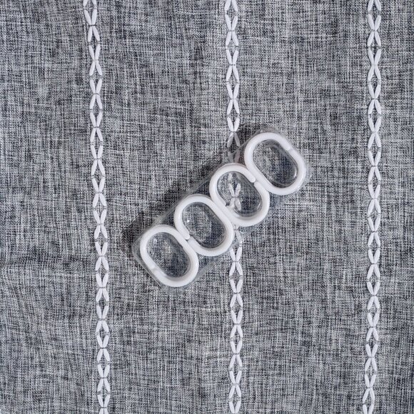 Dark Gray Linen Boho Shower Curtain with White Tassels Embroidered 72.5 x 73 NEW - Picture 7 of 15